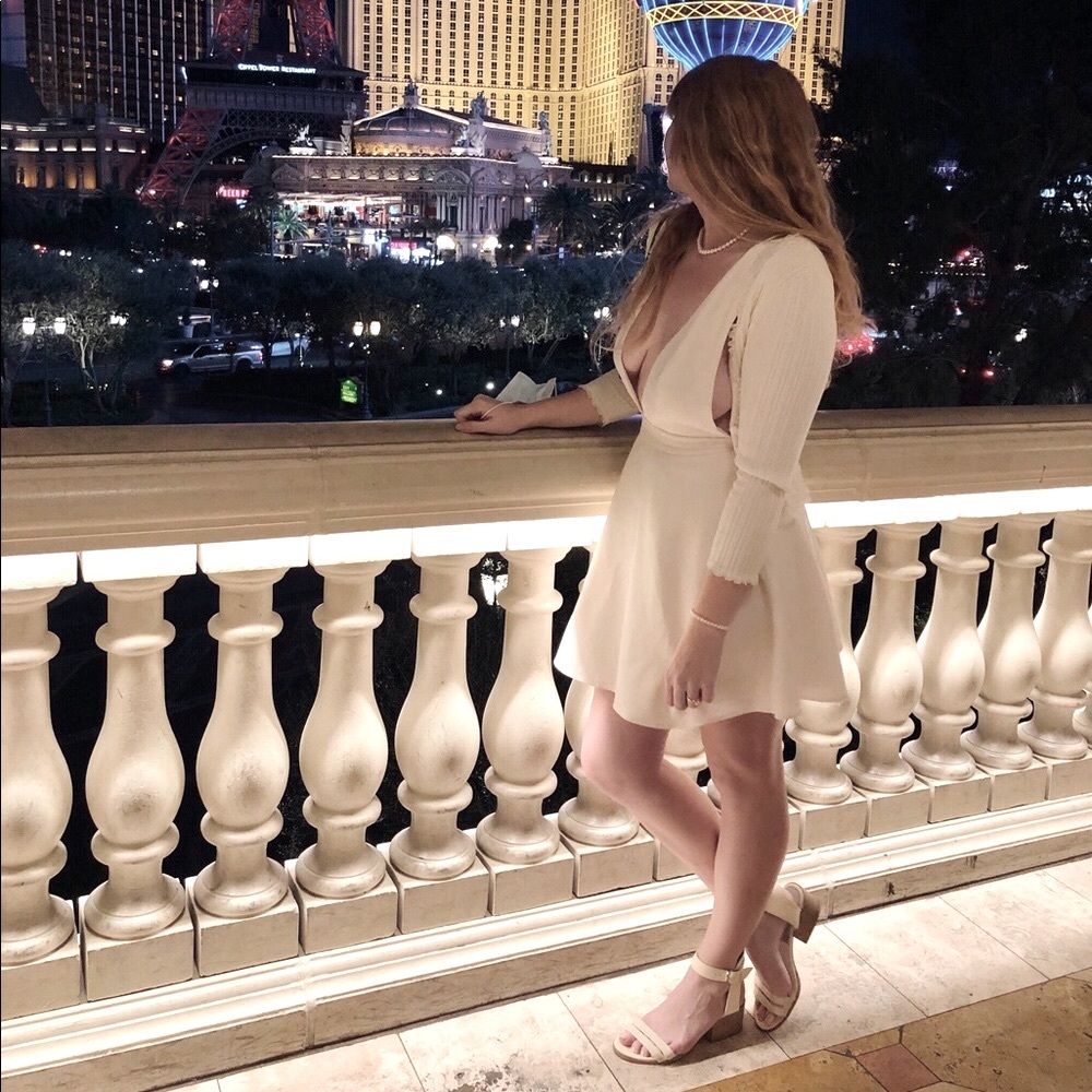 Majorelle Make a Toast Cream Plunge A-Line Dress